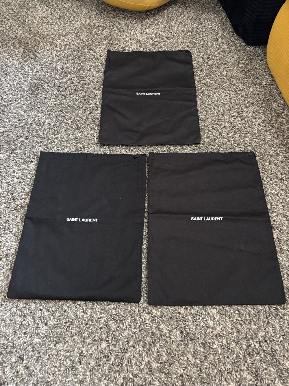 Saint Laurent dust bags black (3) bundle good condition side drawstring luxury
